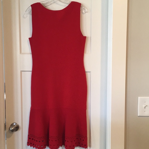 Laser Cut Flounce Sweater Red Dress 👗 size—S - Picture 3 of 8
